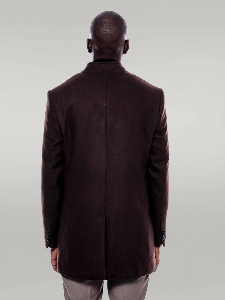Manteau Cachet Marron Col Mao - Wessi