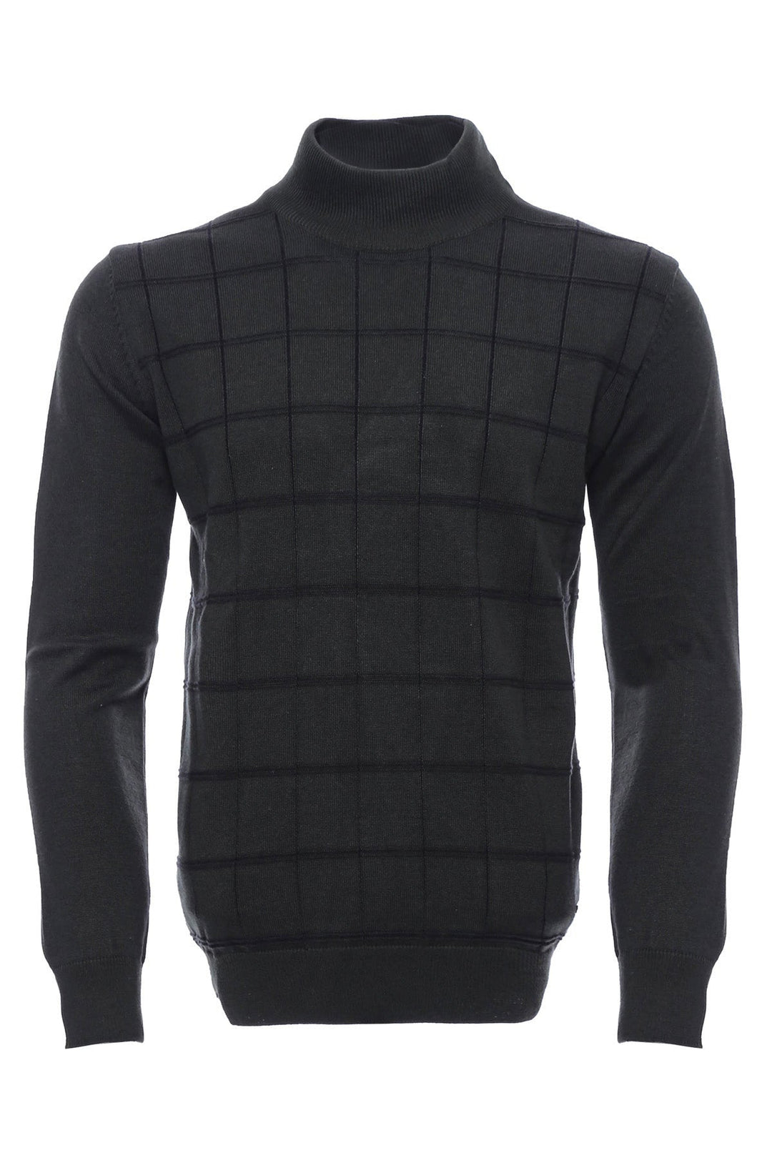 Pull Vert Col Roulé à Carreaux - Wessi