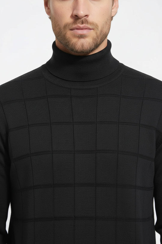 Jersey Medio Cuello Alto Cuadros Verde - Wessi