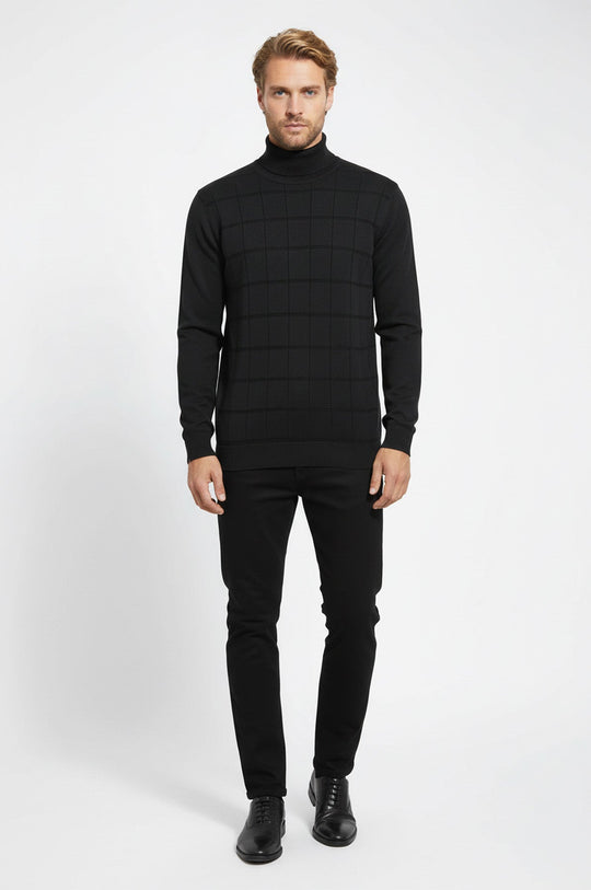 Jersey Medio Cuello Alto Cuadros Verde - Wessi