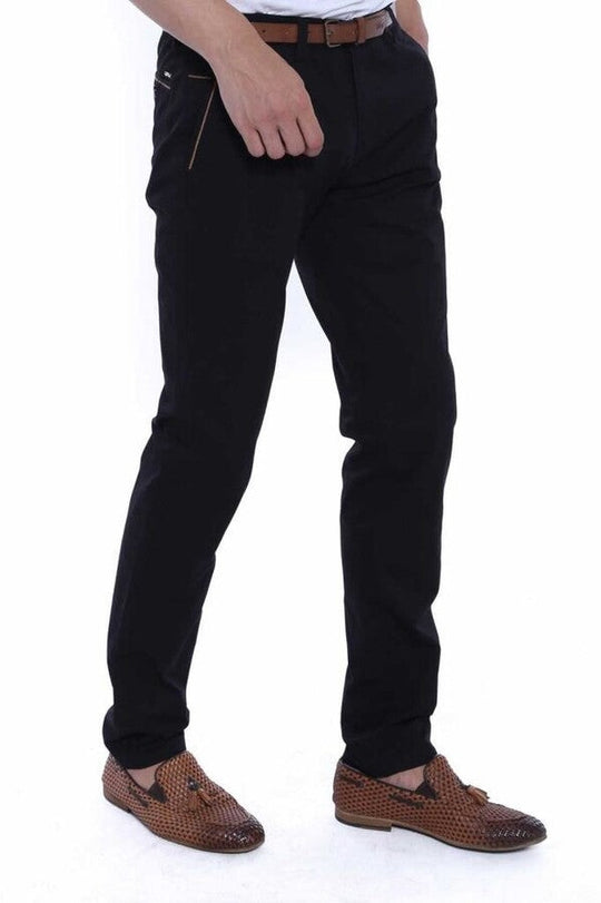 Pantalón 5 Bolsillos Estampado Negro Hombre - Wessi