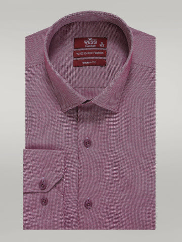 Burgundy Patterned Long Sleeve Shirt - Wessi