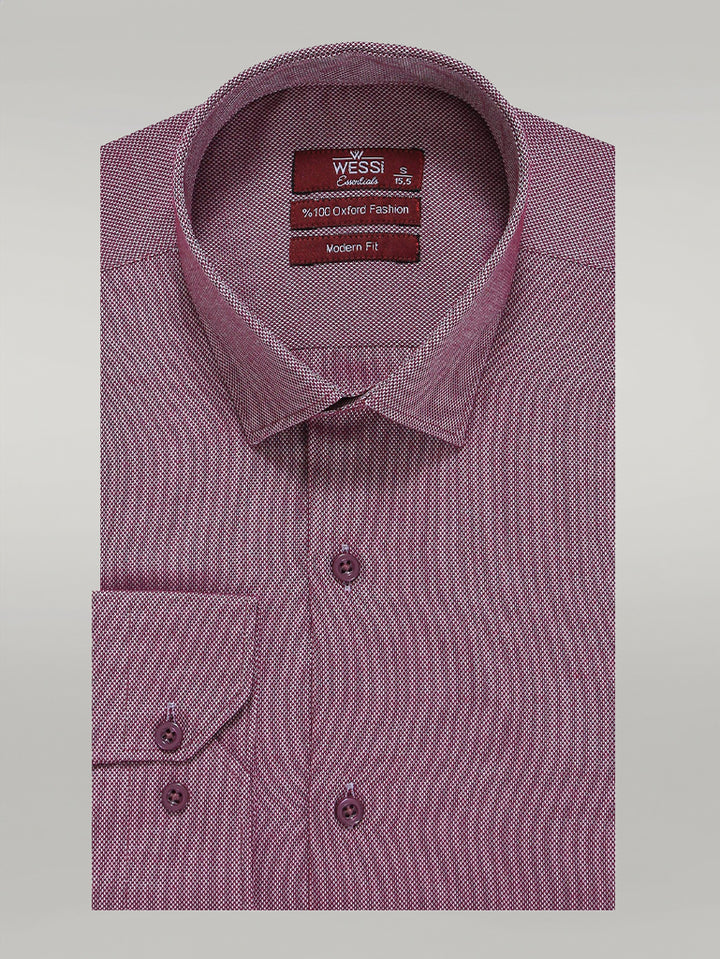 Burgundy Patterned Long Sleeve Shirt - Wessi