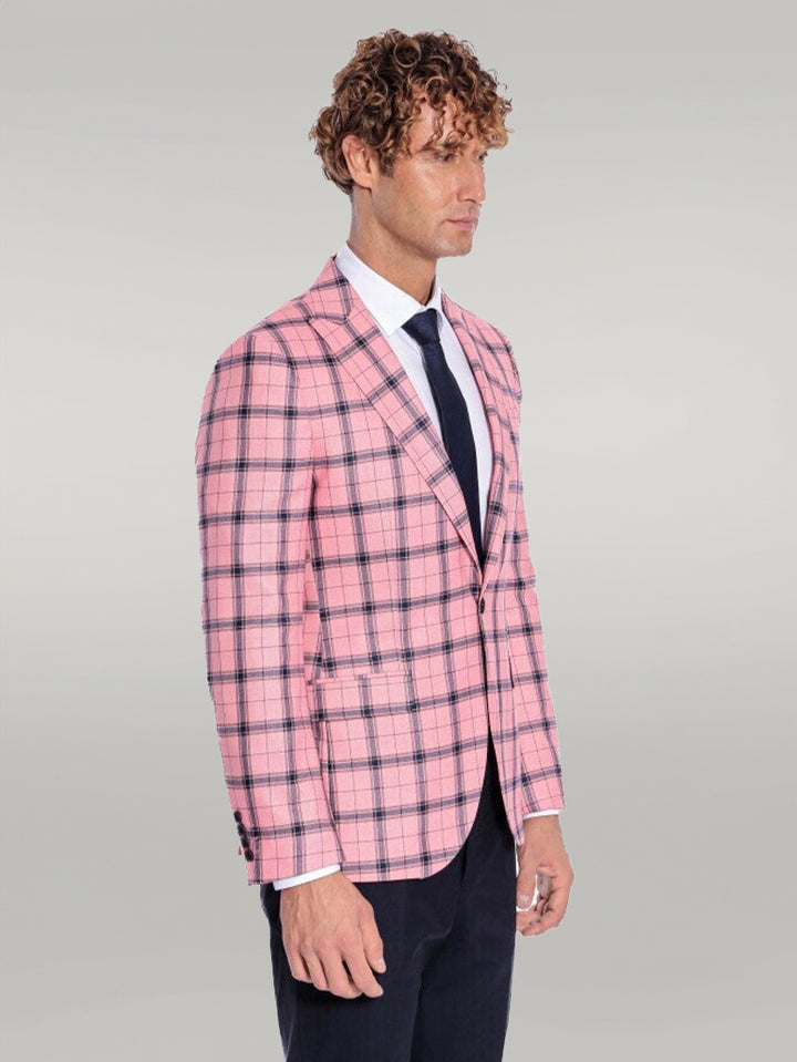 Blazer da uomo a quadri slim fit rosa - Wessi