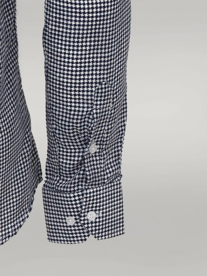 Houndstooth Pattern Navy Blue Men Shirt - Wessi