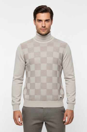 Maglione a mezzo dolcevita scozzese bianco osso - Wessi