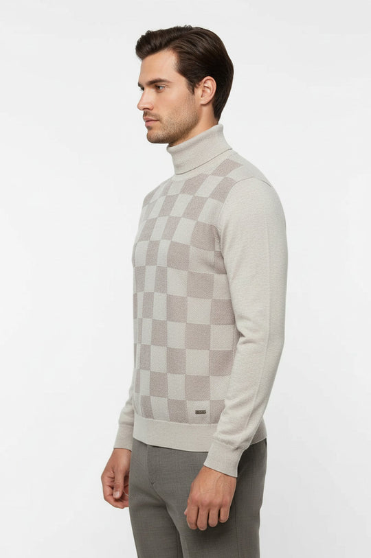 Maglione a mezzo dolcevita scozzese bianco osso - Wessi