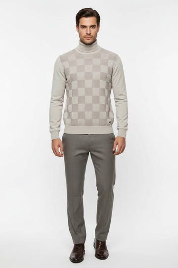 Maglione a mezzo dolcevita scozzese bianco osso - Wessi