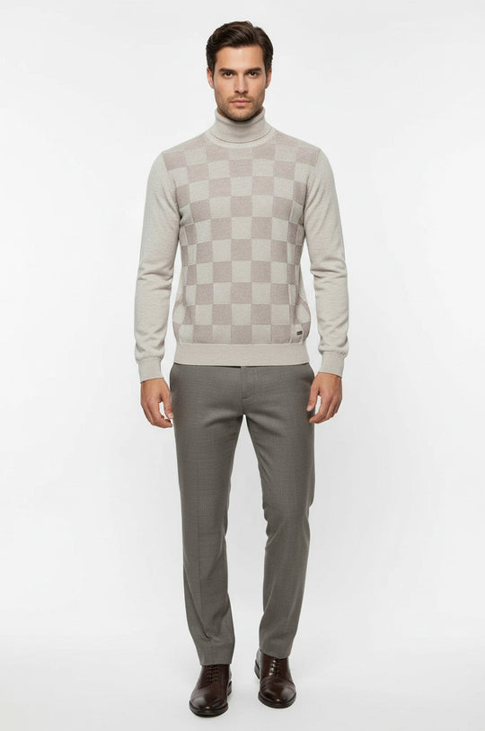 Maglione a mezzo dolcevita scozzese bianco osso - Wessi