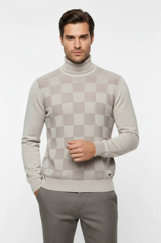 Maglione a mezzo dolcevita scozzese bianco osso - Wessi