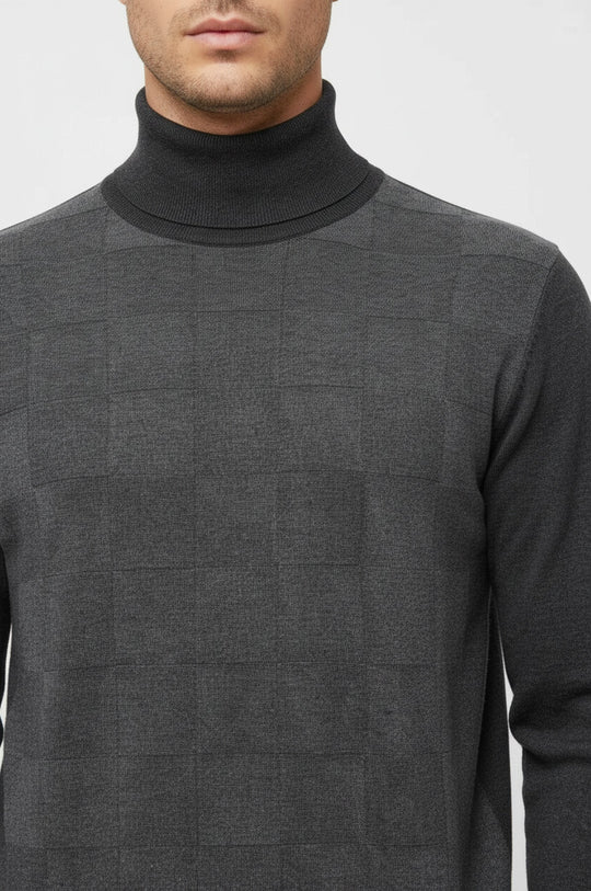 Half Turtleneck Patterned Anthracite Men Knitwear - Wessi