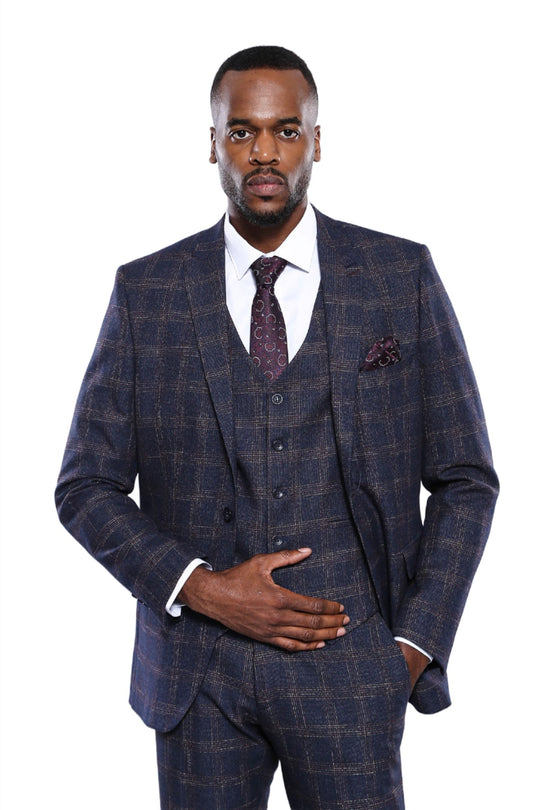 Checked Slim-Fit Navy Blue Men Blazer | Wessi Casual Blazer – Wessi Checked Slim-Fit Navy Blue Men Blazer | Wessi Casual Blazer – Wessi