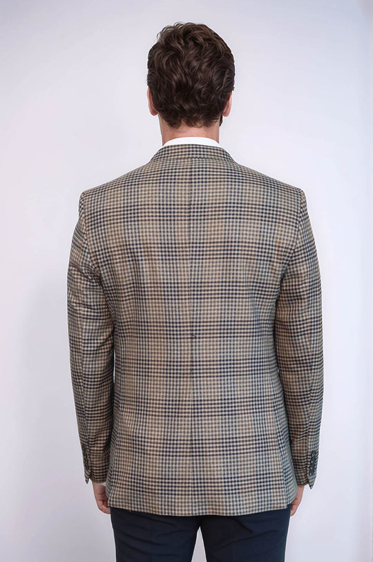 بليزر رجالي بني بقصّة Slim-Fit منقوش - Wessi