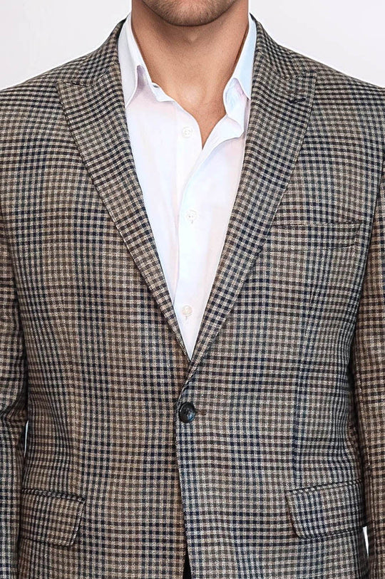 بليزر رجالي بني بقصّة Slim-Fit منقوش - Wessi
