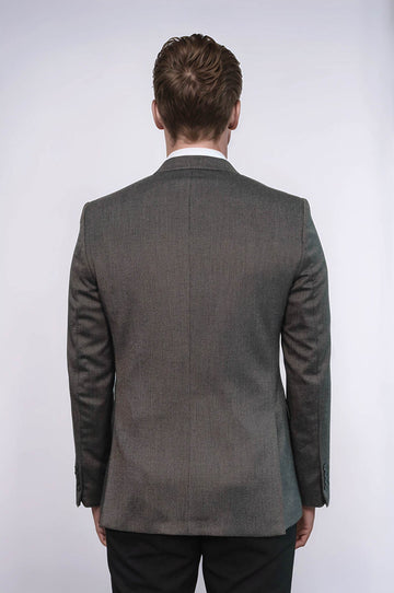 Patterned Slim-Fit Brown Men Blazer - Wessi