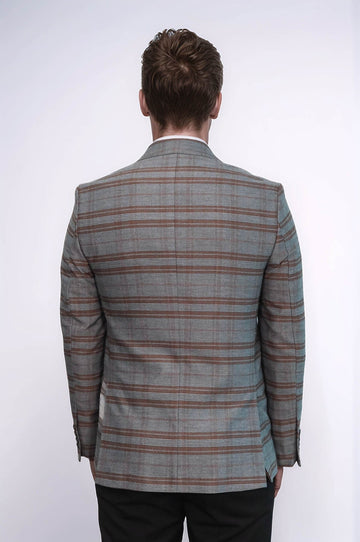 Checked Slim-Fit Brown Men Blazer - Wessi