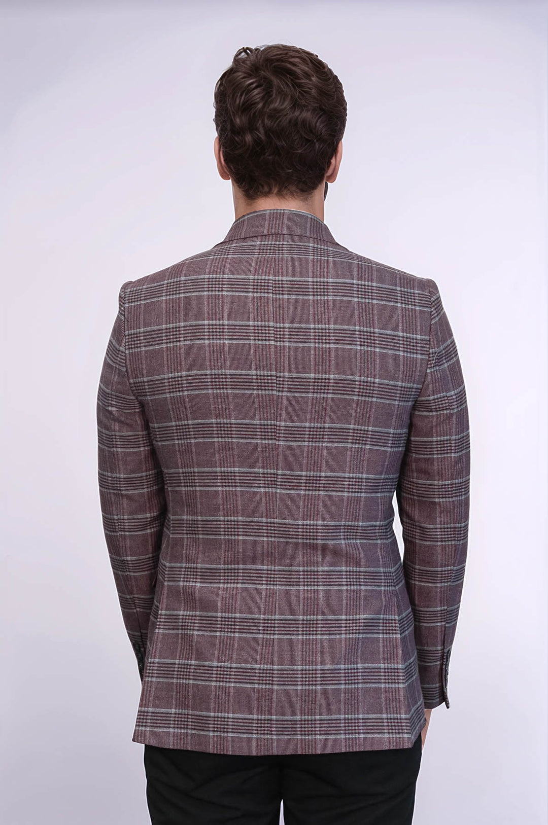 Blazer Homme Bordeaux Coupe Slim à Carreaux - Wessi