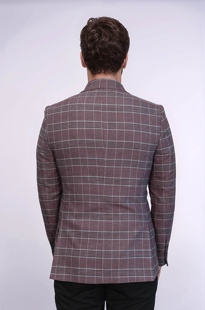 Blazer Homme Bordeaux Coupe Slim à Carreaux - Wessi