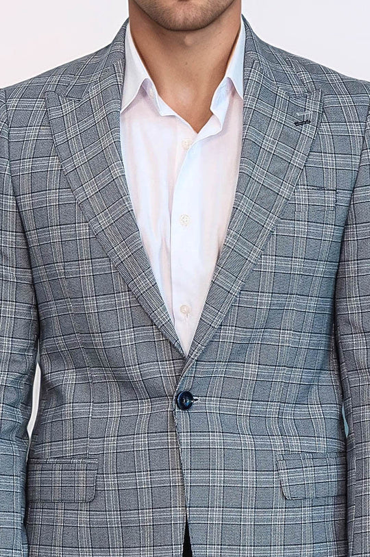 Blazer grigio da uomo slim fit a quadri - Wessi