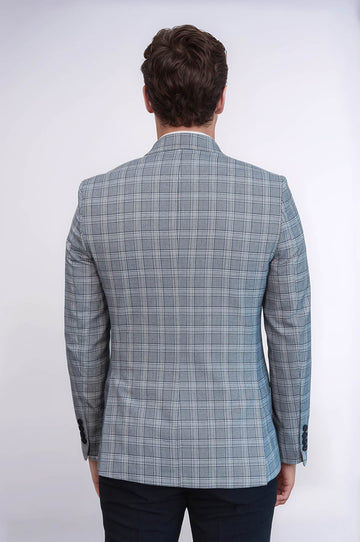 Blazer grigio da uomo slim fit a quadri - Wessi