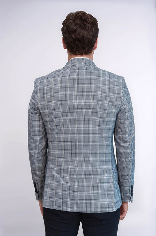 Blazer grigio da uomo slim fit a quadri - Wessi