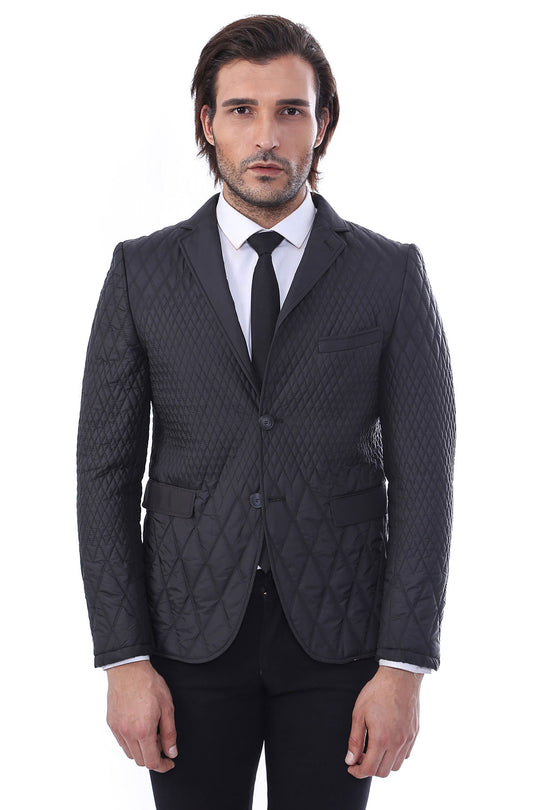 Cappotto trapuntato a 3 tasche e 2 bottoni Cappotto corto nero-Wessi