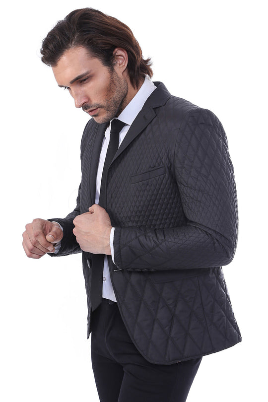 Cappotto trapuntato a 3 tasche e 2 bottoni Cappotto corto nero-Wessi