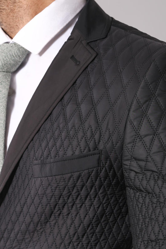 Cappotto trapuntato a 3 tasche e 2 bottoni Cappotto corto nero-Wessi