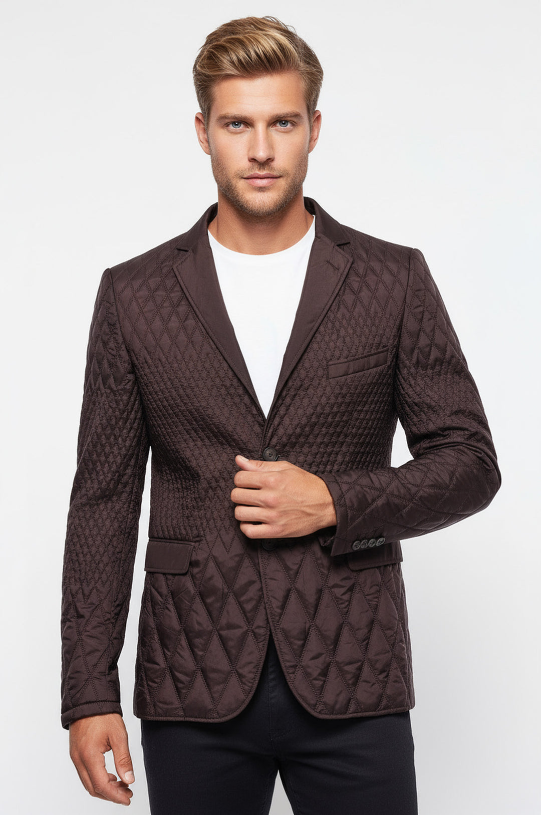 سترة بنية مبطنة بقصّة Slim Fit - Wessi