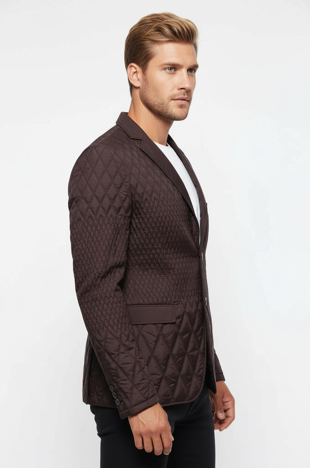 سترة بنية مبطنة بقصّة Slim Fit - Wessi