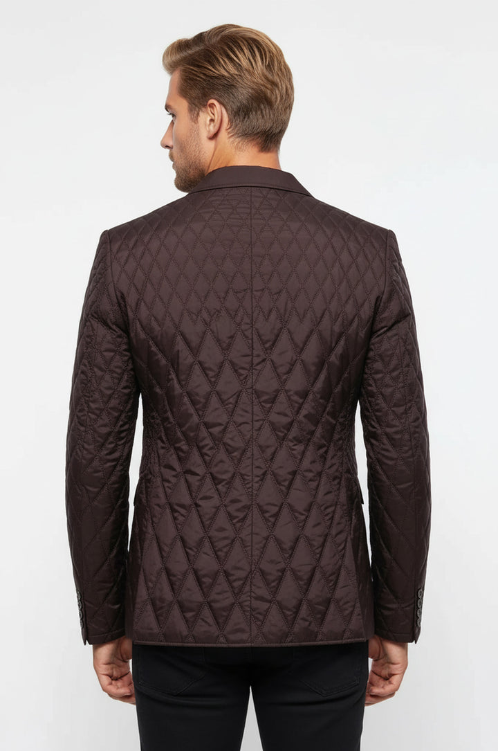 سترة بنية مبطنة بقصّة Slim Fit - Wessi