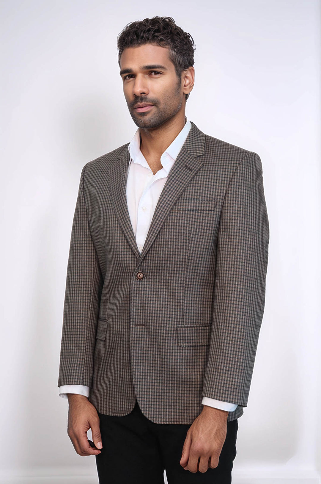 Veste marron à carreaux 4 Drop-Wessi