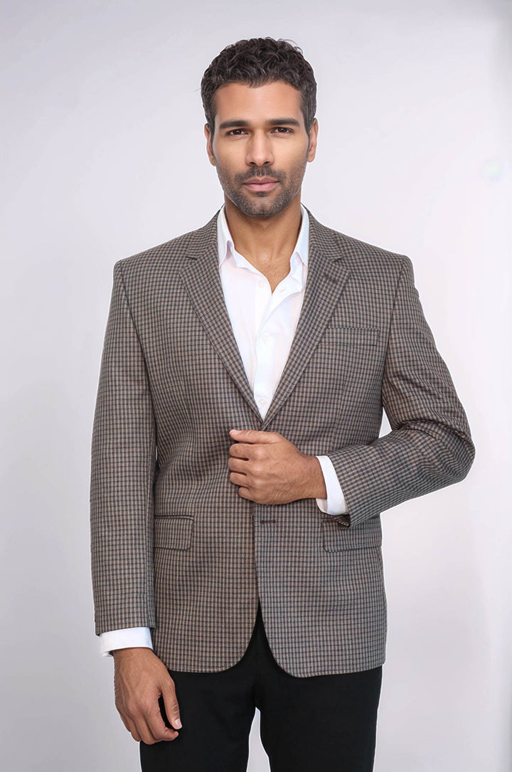 Veste marron à carreaux 4 Drop-Wessi