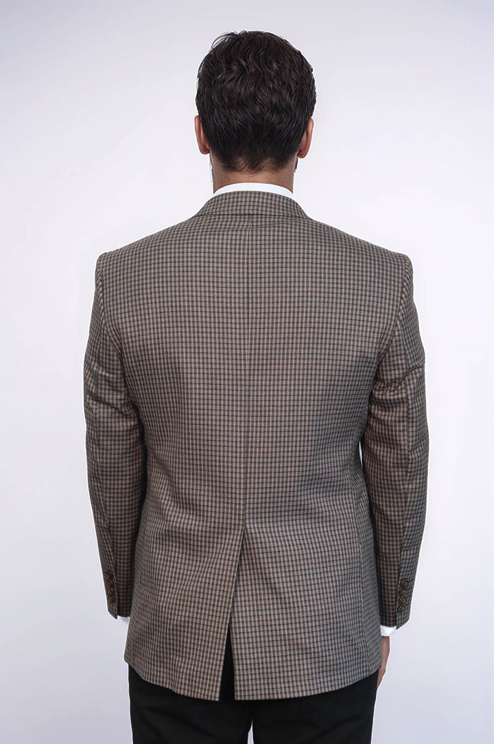 Veste marron à carreaux 4 Drop-Wessi