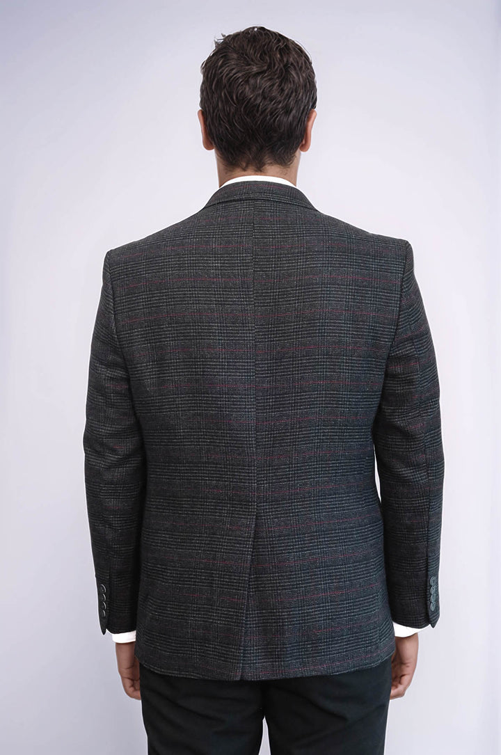 4 Drop Regular Cut Black Men Blazer - Wessi
