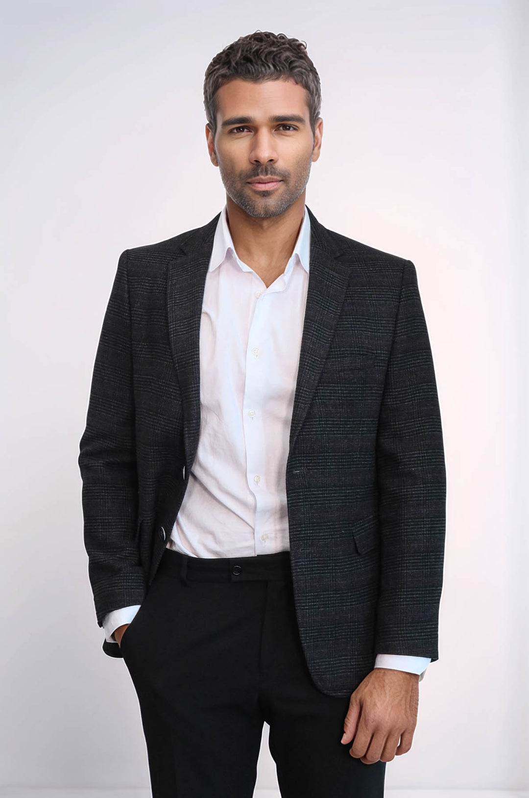 4 Drop Regular Cut Black Men Blazer - Wessi