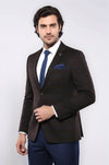 4 Drop Regular Cut Brown Men Blazer - Wessi