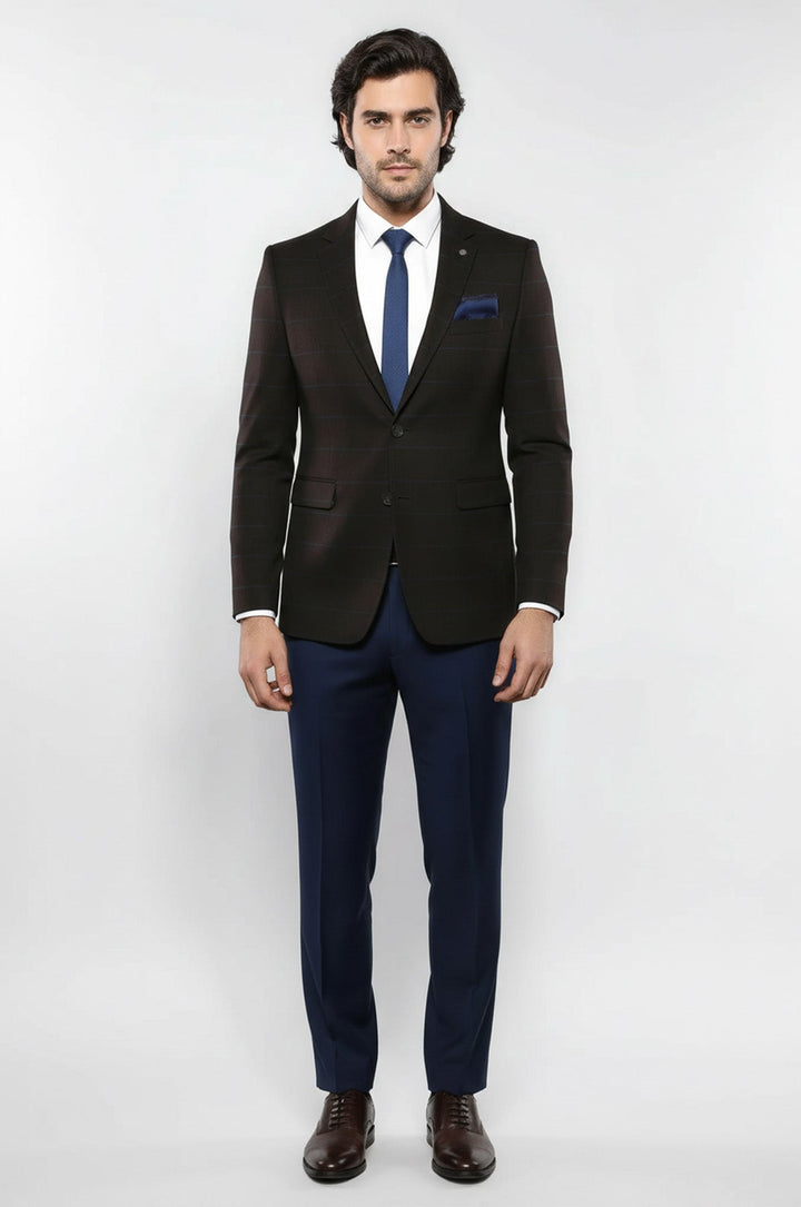 4 Drop بليزر بني للرجال بقصة عادية - ويسي