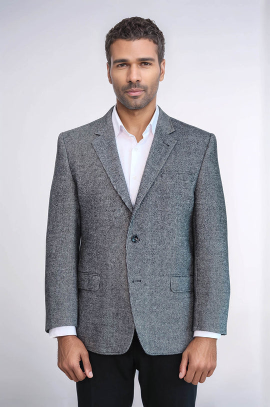 4 Drop Regular Cut Wool Grey Men Blazer - Wessi