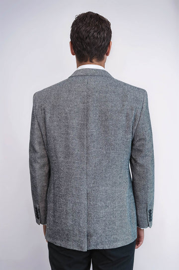 4 Drop Regular Cut Wool Grey Men Blazer - Wessi