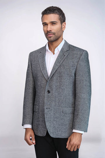 4 Drop Regular Cut Wool Grey Men Blazer - Wessi