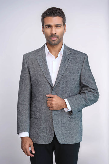 4 Drop Regular Cut Wool Grey Men Blazer - Wessi