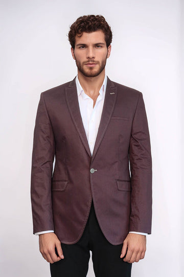 Коричневая куртка из хлопка с монолацканами на одной пуговице-Wessi