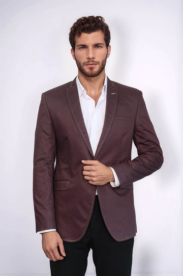 Коричневая куртка из хлопка с монолацканами на одной пуговице-Wessi