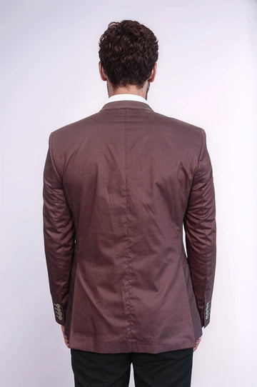 Коричневая куртка из хлопка с монолацканами на одной пуговице-Wessi