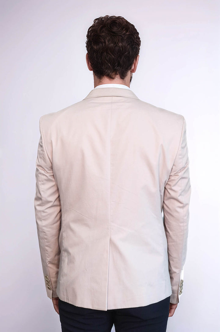Chaqueta Gris Algodón 3 Bolsillos Un Solo Botón-Wessi