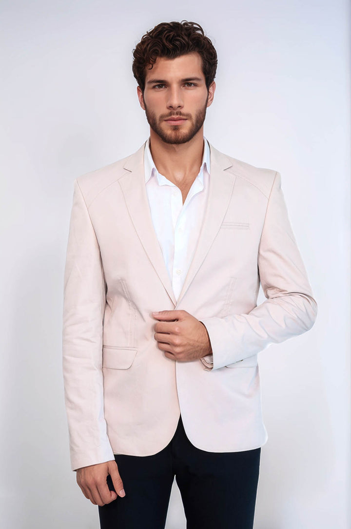 Chaqueta Gris Algodón 3 Bolsillos Un Solo Botón-Wessi