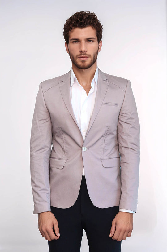 Giacca Wessi in cotone beige a 3 tasche con bottone singolo