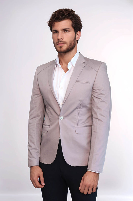 Giacca Wessi in cotone beige a 3 tasche con bottone singolo