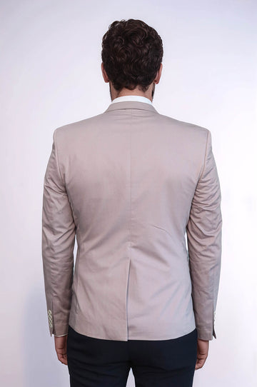 Giacca Wessi in cotone beige a 3 tasche con bottone singolo